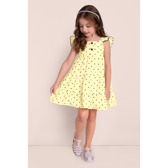 Yellow Mini Heart Dress Size 8 - Picture 1 of 10